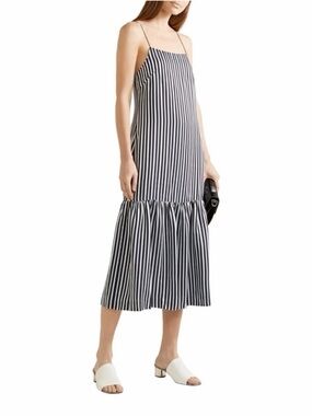 Elizabeth and James Jewel Striped Satin Midi Dress